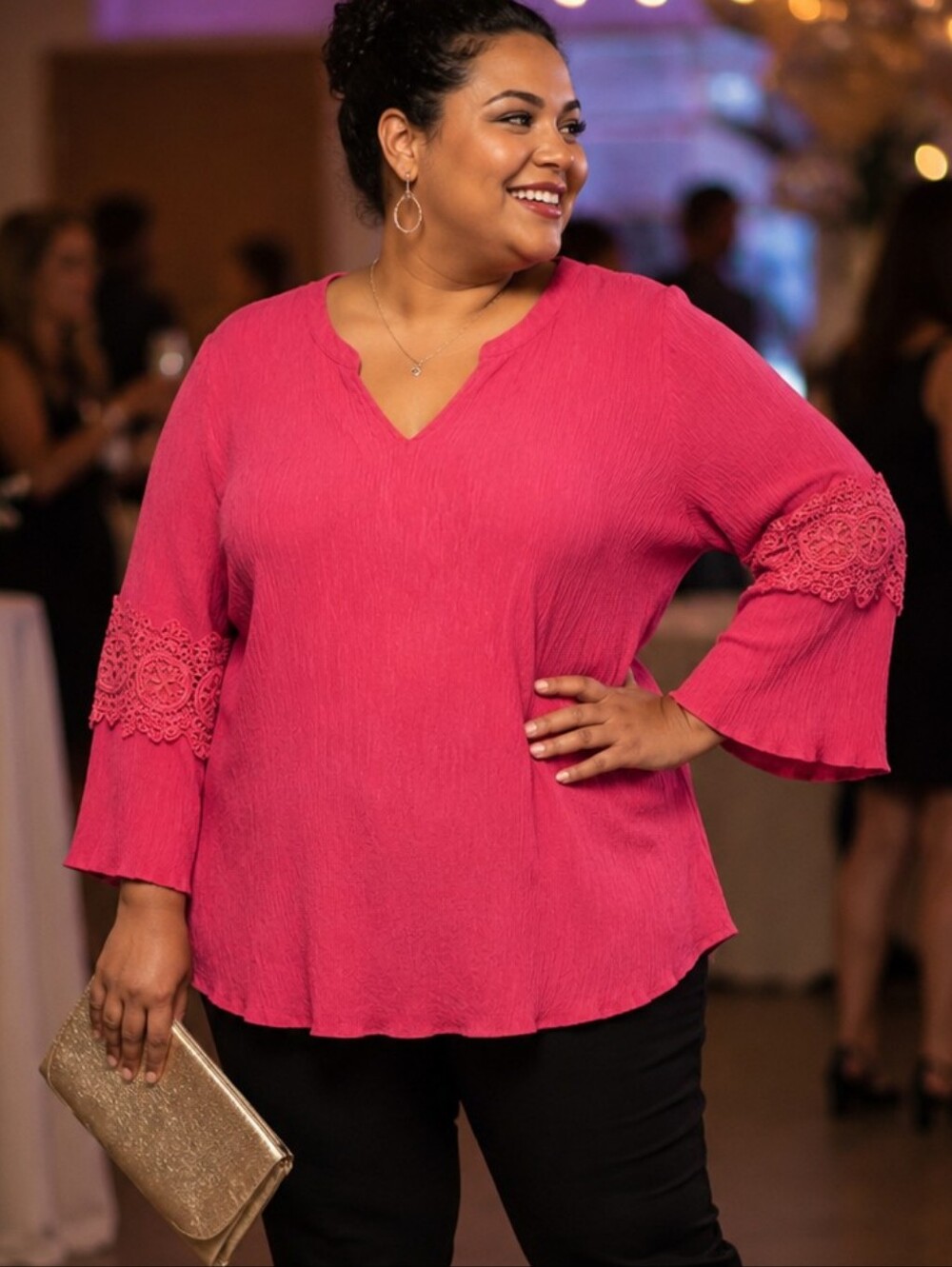Ruby Rd Pink V Neck  Tunic Top. In EUC